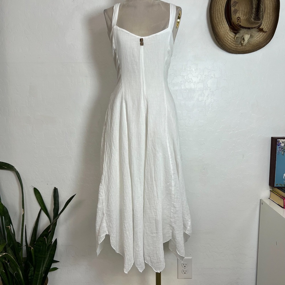Blanc du Nil White Cotton Crinkle Gauze Handkerchief Dress T2 M Resort Cottage